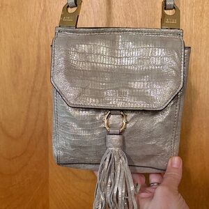 Aimee Kestenberg Metallic Silver Leather Crossbody Bag